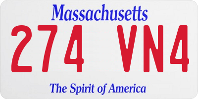 MA license plate 274VN4