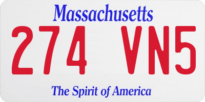 MA license plate 274VN5