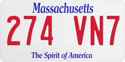 MA license plate 274VN7