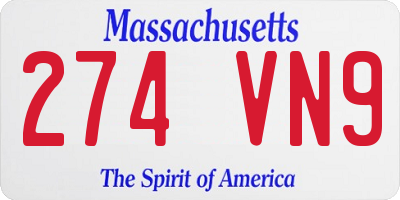 MA license plate 274VN9