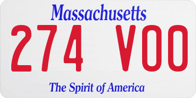 MA license plate 274VO0