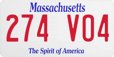 MA license plate 274VO4