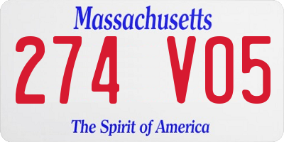 MA license plate 274VO5