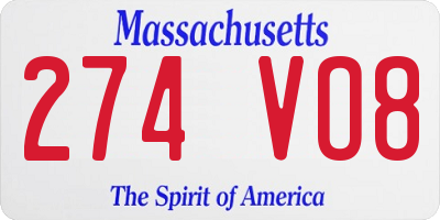 MA license plate 274VO8