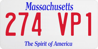 MA license plate 274VP1