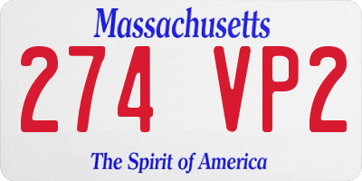 MA license plate 274VP2