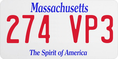 MA license plate 274VP3