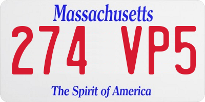 MA license plate 274VP5