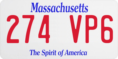 MA license plate 274VP6