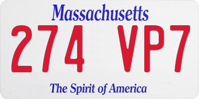 MA license plate 274VP7