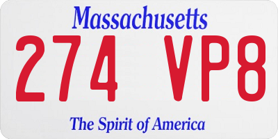 MA license plate 274VP8