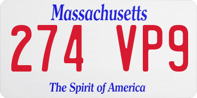 MA license plate 274VP9
