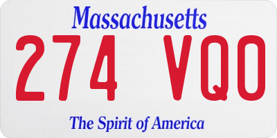 MA license plate 274VQ0
