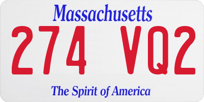 MA license plate 274VQ2