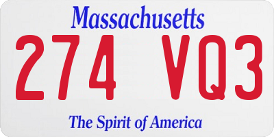 MA license plate 274VQ3