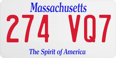 MA license plate 274VQ7
