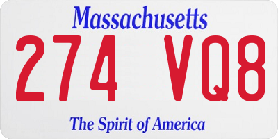 MA license plate 274VQ8