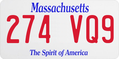 MA license plate 274VQ9