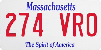 MA license plate 274VR0