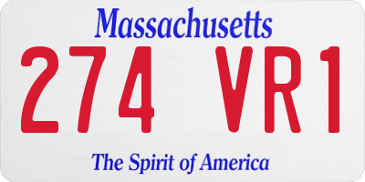 MA license plate 274VR1