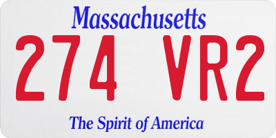 MA license plate 274VR2