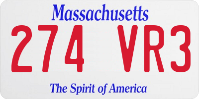 MA license plate 274VR3