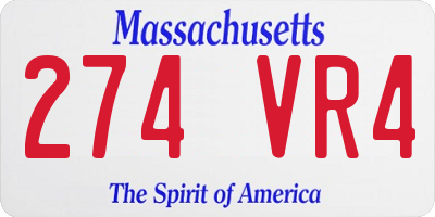 MA license plate 274VR4