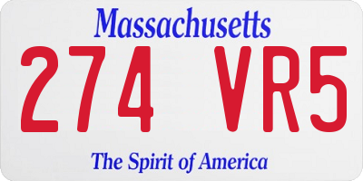 MA license plate 274VR5