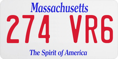 MA license plate 274VR6