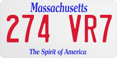 MA license plate 274VR7