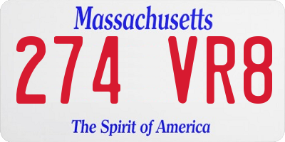 MA license plate 274VR8
