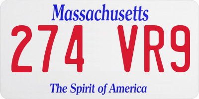 MA license plate 274VR9