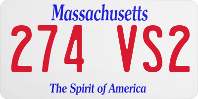 MA license plate 274VS2
