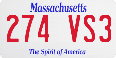 MA license plate 274VS3