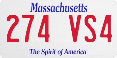 MA license plate 274VS4