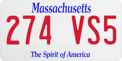MA license plate 274VS5