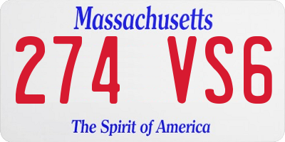 MA license plate 274VS6
