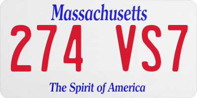 MA license plate 274VS7