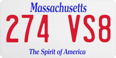 MA license plate 274VS8