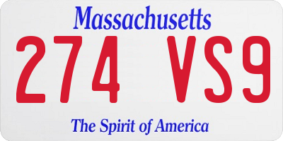 MA license plate 274VS9