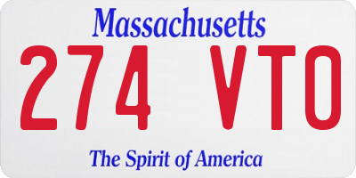 MA license plate 274VT0