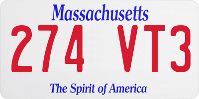 MA license plate 274VT3