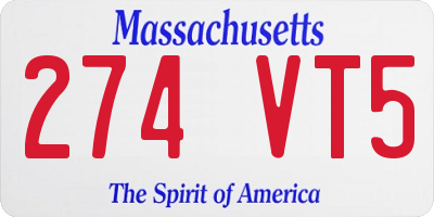 MA license plate 274VT5
