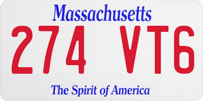 MA license plate 274VT6
