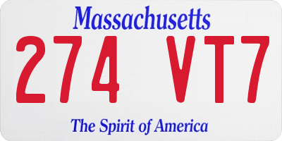 MA license plate 274VT7