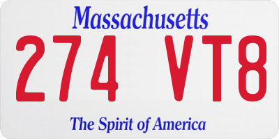 MA license plate 274VT8