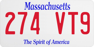 MA license plate 274VT9