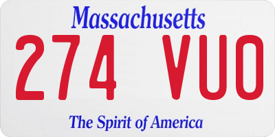 MA license plate 274VU0