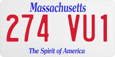 MA license plate 274VU1