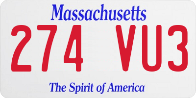 MA license plate 274VU3